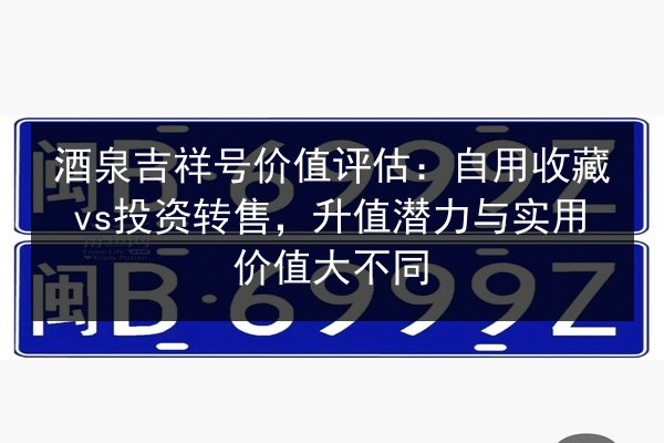 酒泉吉祥号价值评估：自用收藏vs投资转售，升值潜力与实用价值大不同