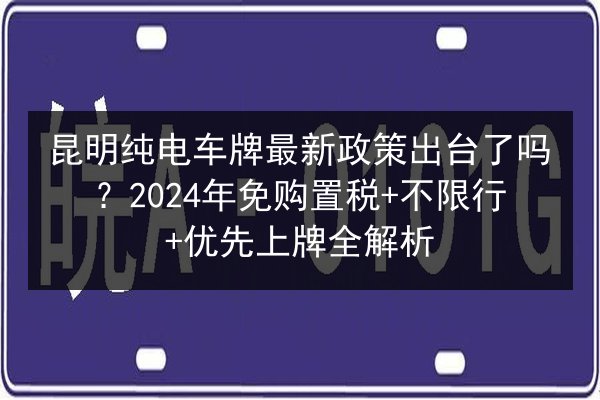 昆明纯电车牌最新政策出台了吗?2024年免购置税+不限行+优先上牌全解析 第3张 昆明纯电车牌最新政策出台了吗?2024年免购置税+不限行+优先上牌全解析 第3张