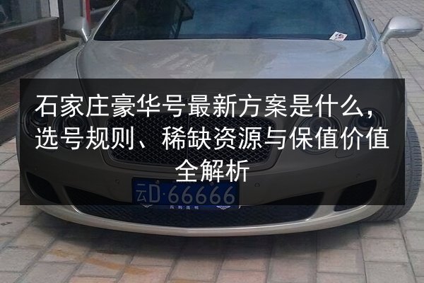 石家庄豪华号最新方案是什么，选号规则、稀缺资源与保值价值全解析