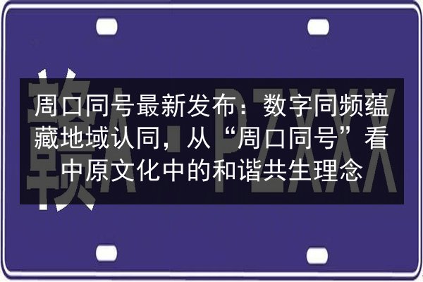 周口同号最新发布：数字同频蕴藏地域认同，从“周口同号”看中原文化中的和谐共生理念 第3张