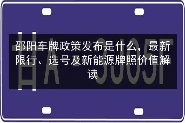 邵阳车牌政策发布是什么，最新限行、选号及新能源牌照价值解读 第2张