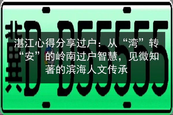 湛江心得分享过户：从“湾”转“安”的岭南过户智慧，见微知著的滨海人文传承