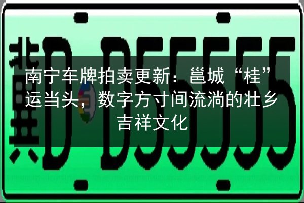 南宁车牌拍卖更新：邕城“桂”运当头，数字方寸间流淌的壮乡吉祥文化