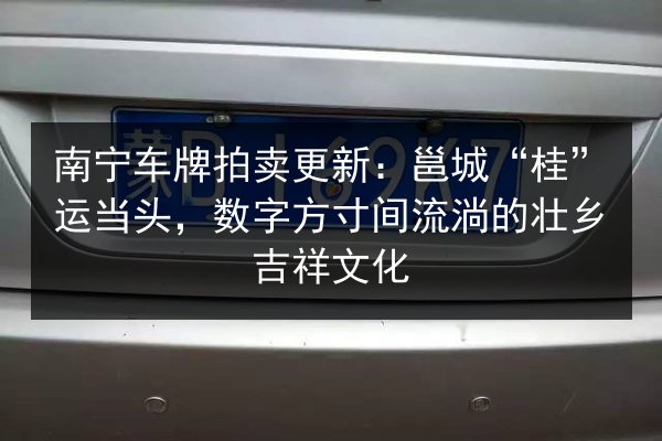 南宁车牌拍卖更新:邕城“桂”运当头,数字方寸间流淌的壮乡吉祥文化 第3张 南宁车牌拍卖更新:邕城“桂”运当头,数字方寸间流淌的壮乡吉祥文化 第3张