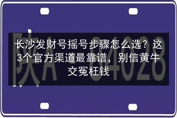 长沙发财号摇号步骤怎么选？这3个官方渠道最靠谱，别信黄牛交冤枉钱