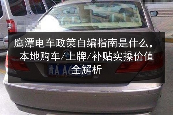 鹰潭电车政策自编指南是什么,本地购车_上牌_补贴实操价值全解析 第1张 鹰潭电车政策自编指南是什么,本地购车_上牌_补贴实操价值全解析 第1张