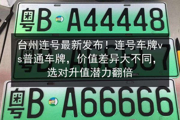 台州连号最新发布!连号车牌vs普通车牌,价值差异大不同,选对升值潜力翻倍 第2张 台州连号最新发布!连号车牌vs普通车牌,价值差异大不同,选对升值潜力翻倍 第2张