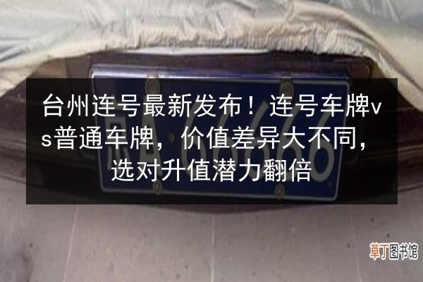 台州连号最新发布!连号车牌vs普通车牌,价值差异大不同,选对升值潜力翻倍 第3张 台州连号最新发布!连号车牌vs普通车牌,价值差异大不同,选对升值潜力翻倍 第3张