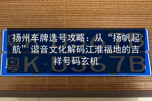 扬州车牌选号攻略:从“扬帆起航”谐音文化解码江淮福地的吉祥号码玄机 第2张 扬州车牌选号攻略:从“扬帆起航”谐音文化解码江淮福地的吉祥号码玄机 第2张