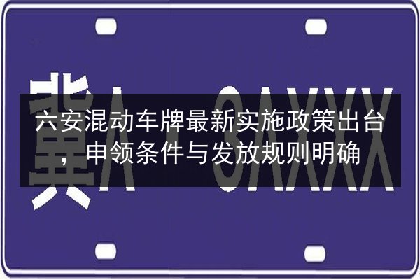 六安混动车牌最新实施政策出台，申领条件与发放规则明确 第3张