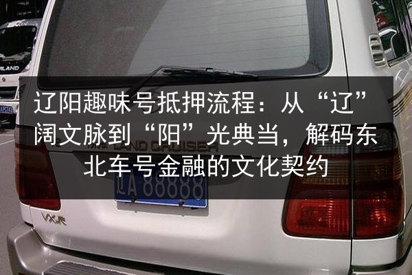 辽阳趣味号抵押流程：从“辽”阔文脉到“阳”光典当，解码东北车号金融的文化契约 第3张