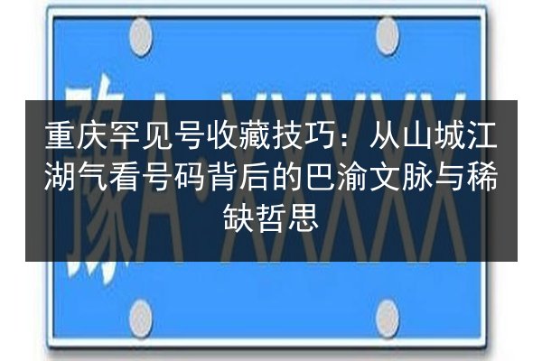 重庆罕见号收藏技巧:从山城江湖气看号码背后的巴渝文脉与稀缺哲思 第2张 重庆罕见号收藏技巧:从山城江湖气看号码背后的巴渝文脉与稀缺哲思 第2张