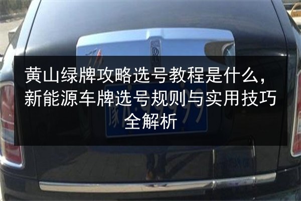 黄山绿牌攻略选号教程是什么,新能源车牌选号规则与实用技巧全解析 第2张 黄山绿牌攻略选号教程是什么,新能源车牌选号规则与实用技巧全解析 第2张