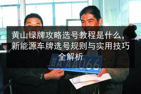 黄山绿牌攻略选号教程是什么,新能源车牌选号规则与实用技巧全解析 第3张 黄山绿牌攻略选号教程是什么,新能源车牌选号规则与实用技巧全解析 第3张