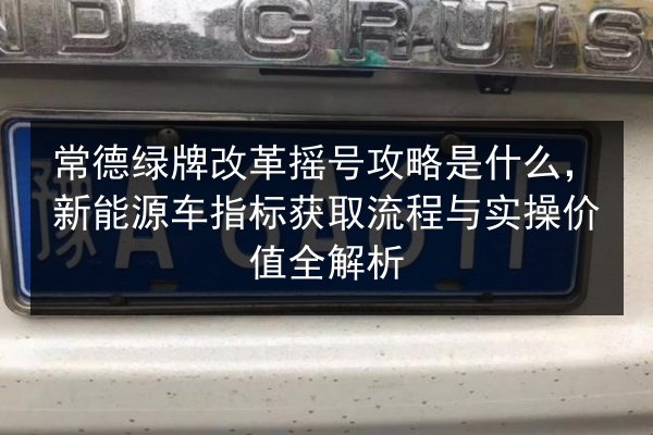 常德绿牌改革摇号攻略是什么，新能源车指标获取流程与实操价值全解析 第2张