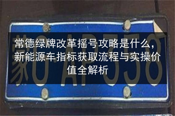 常德绿牌改革摇号攻略是什么，新能源车指标获取流程与实操价值全解析 第3张