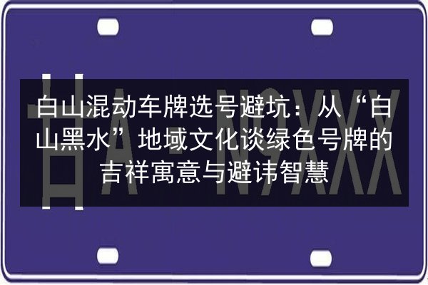 白山混动车牌选号避坑：从“白山黑水”地域文化谈绿色号牌的吉祥寓意与避讳智慧