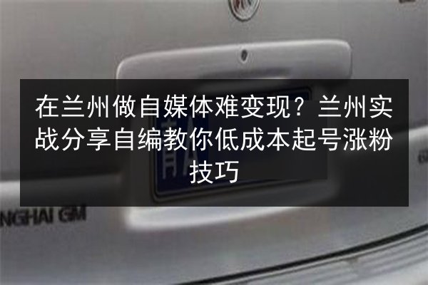 在兰州做自媒体难变现？兰州实战分享自编教你低成本起号涨粉技巧 第2张