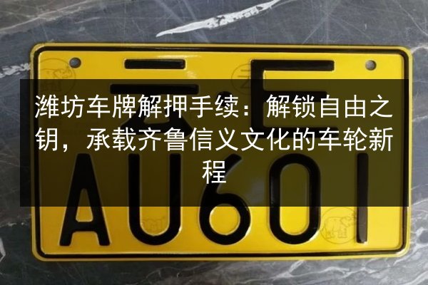 潍坊车牌解押手续：解锁自由之钥，承载齐鲁信义文化的车轮新程