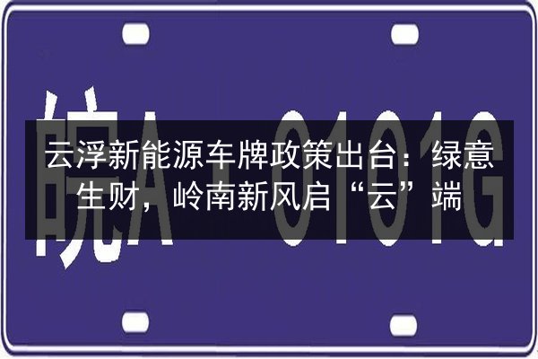 云浮新能源车牌政策出台：绿意生财，岭南新风启“云”端