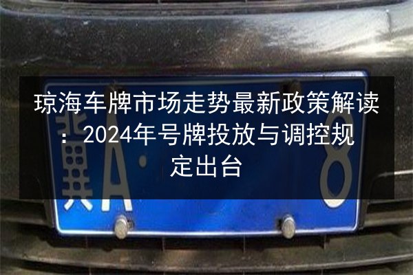 琼海车牌市场走势最新政策解读：2024年号牌投放与调控规定出台