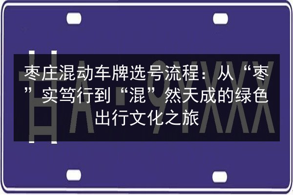枣庄混动车牌选号流程：从“枣”实笃行到“混”然天成的绿色出行文化之旅 第2张