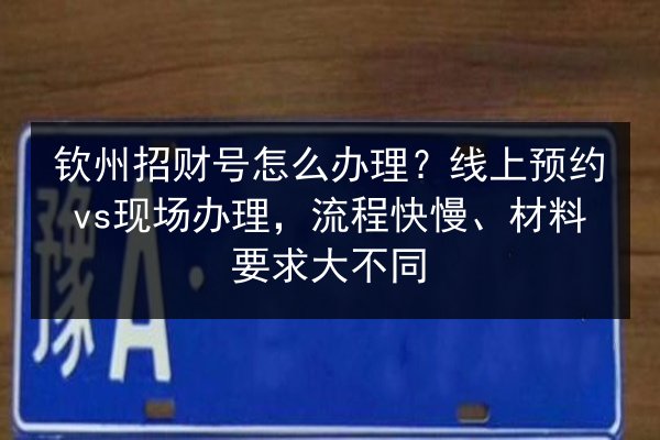 钦州招财号怎么办理？线上预约vs现场办理，流程快慢、材料要求大不同