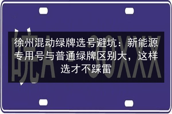 徐州混动绿牌选号避坑：新能源专用号与普通绿牌区别大，这样选才不踩雷 第2张