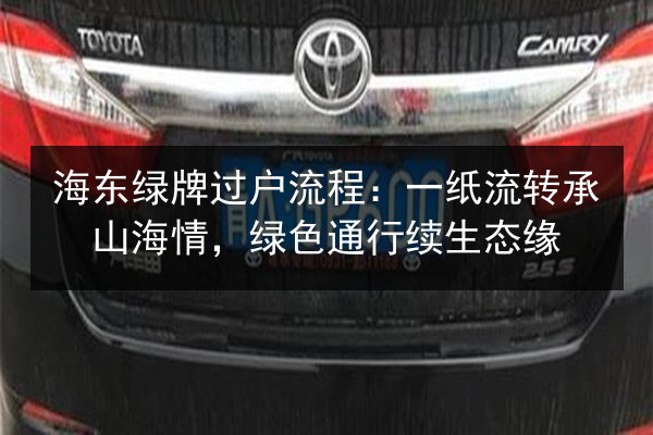 海东绿牌过户流程：一纸流转承山海情，绿色通行续生态缘 第2张