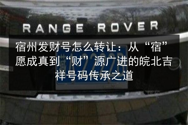 宿州发财号怎么转让：从“宿”愿成真到“财”源广进的皖北吉祥号码传承之道 第2张