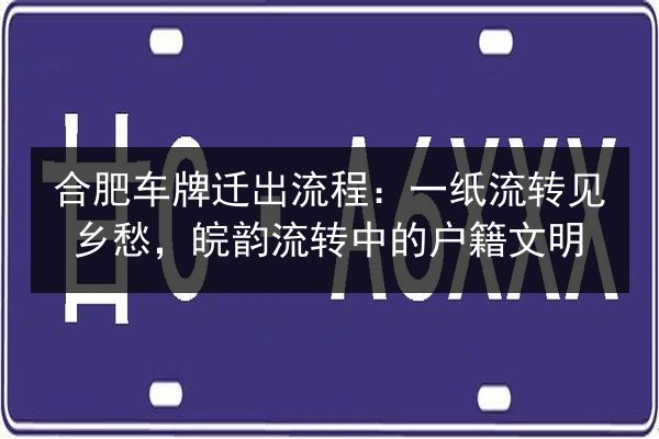 合肥车牌迁出流程：一纸流转见乡愁，皖韵流转中的户籍文明 第3张