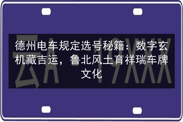 德州电车规定选号秘籍：数字玄机藏吉运，鲁北风土育祥瑞车牌文化 第2张