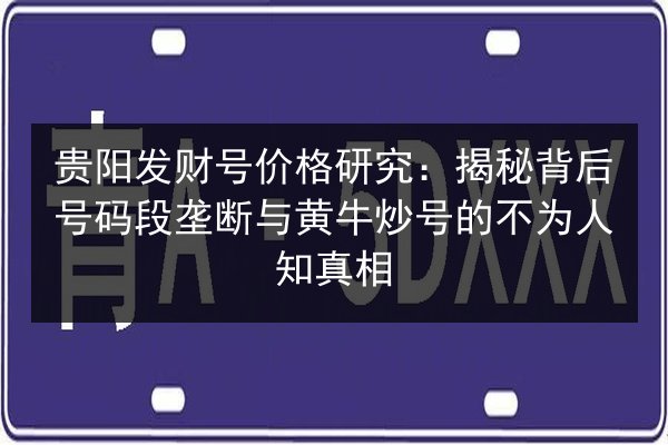贵阳发财号价格研究:揭秘背后号码段垄断与黄牛炒号的不为人知真相 第2张 贵阳发财号价格研究:揭秘背后号码段垄断与黄牛炒号的不为人知真相 第2张