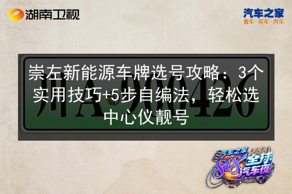 崇左新能源车牌选号攻略：3个实用技巧+5步自编法，轻松选中心仪靓号