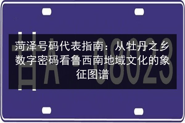 菏泽号码代表指南：从牡丹之乡数字密码看鲁西南地域文化的象征图谱 第3张