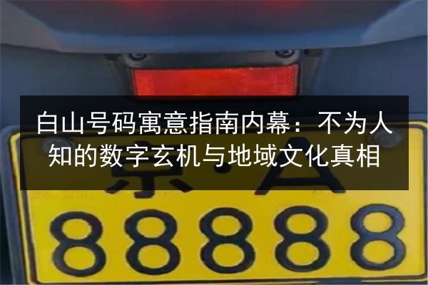 白山号码寓意指南内幕：不为人知的数字玄机与地域文化真相