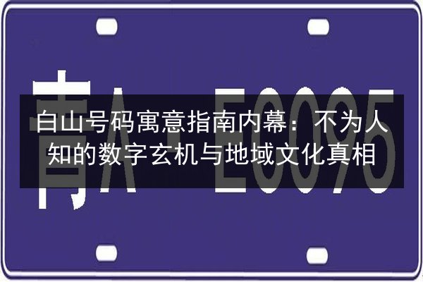 白山号码寓意指南内幕：不为人知的数字玄机与地域文化真相 第2张
