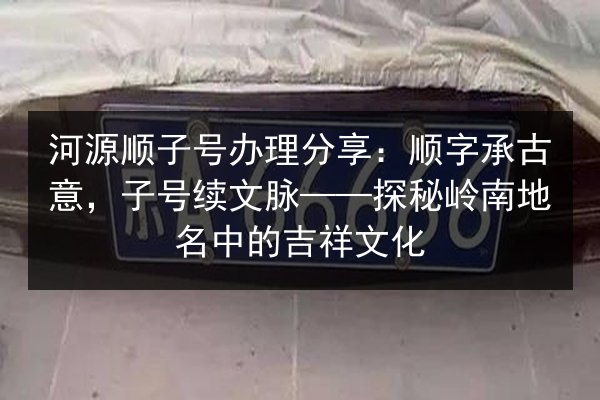 河源顺子号办理分享：顺字承古意，子号续文脉——探秘岭南地名中的吉祥文化