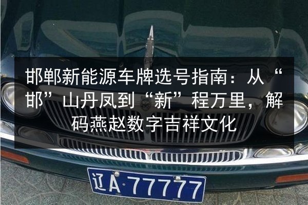 邯郸新能源车牌选号指南：从“邯”山丹凤到“新”程万里，解码燕赵数字吉祥文化 第3张