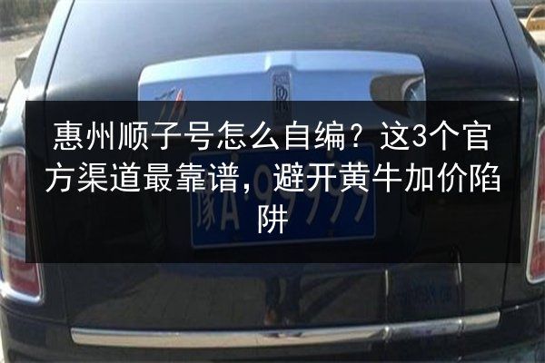 惠州顺子号怎么自编？这3个官方渠道最靠谱，避开黄牛加价陷阱 第3张