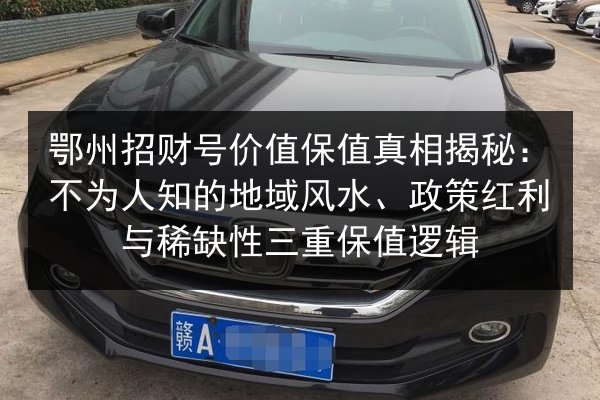 鄂州招财号价值保值真相揭秘：不为人知的地域风水、政策红利与稀缺性三重保值逻辑