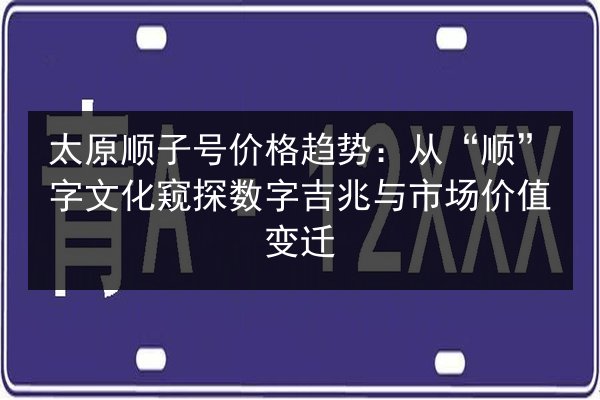 太原顺子号价格趋势：从“顺”字文化窥探数字吉兆与市场价值变迁 第2张