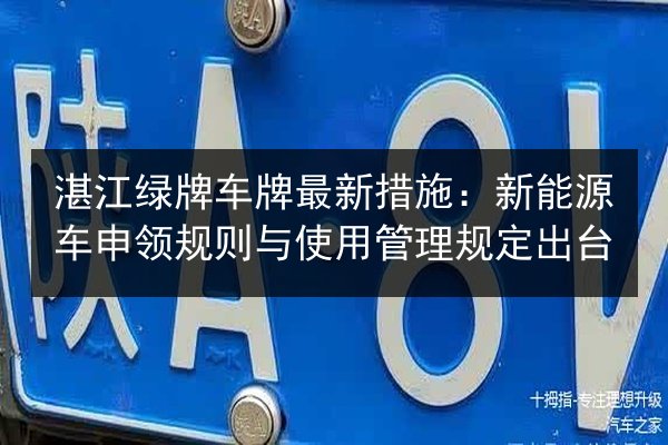 湛江绿牌车牌最新措施:新能源车申领规则与使用管理规定出台 第2张 湛江绿牌车牌最新措施:新能源车申领规则与使用管理规定出台 第2张