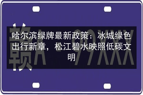 哈尔滨绿牌最新政策：冰城绿色出行新章，松江碧水映照低碳文明 第2张