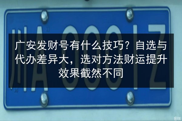 广安发财号有什么技巧？自选与代办差异大，选对方法财运提升效果截然不同