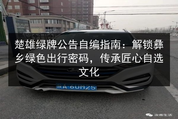 楚雄绿牌公告自编指南：解锁彝乡绿色出行密码，传承匠心自选文化 第3张