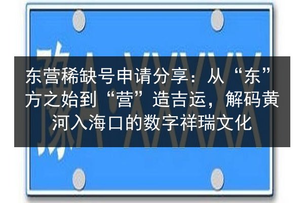东营稀缺号申请分享：从“东”方之始到“营”造吉运，解码黄河入海口的数字祥瑞文化