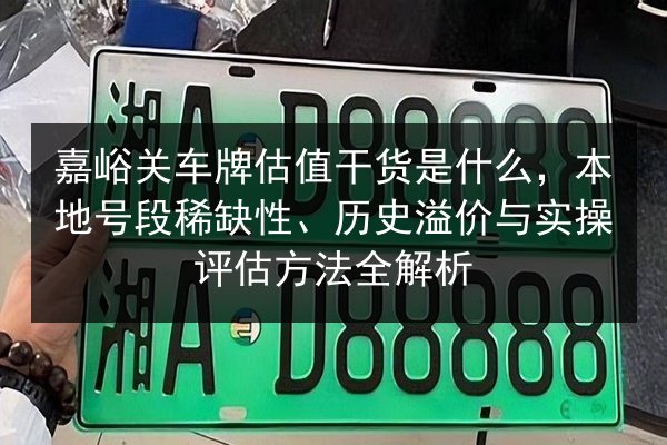 嘉峪关车牌估值干货是什么，本地号段稀缺性、历史溢价与实操评估方法全解析