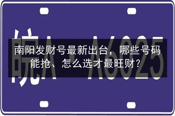 南阳发财号最新出台,哪些号码能抢、怎么选才最旺财? 第3张 南阳发财号最新出台,哪些号码能抢、怎么选才最旺财? 第3张