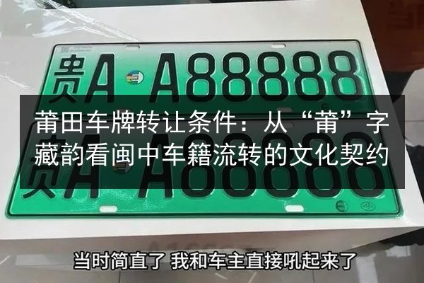 莆田车牌转让条件：从“莆”字藏韵看闽中车籍流转的文化契约 第3张